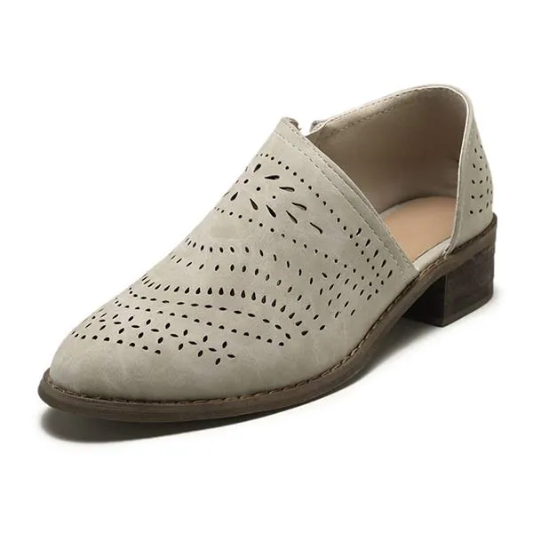 Women'S Cutout Side Zip Block Heel Shoes 45883018C