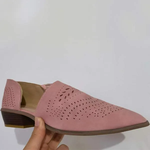Women'S Cutout Side Zip Block Heel Shoes 45883018C