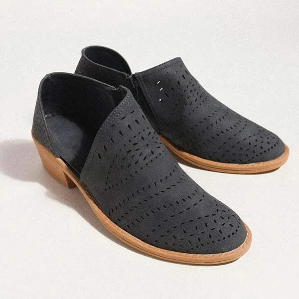 Women'S Cutout Side Zip Block Heel Shoes 45883018C