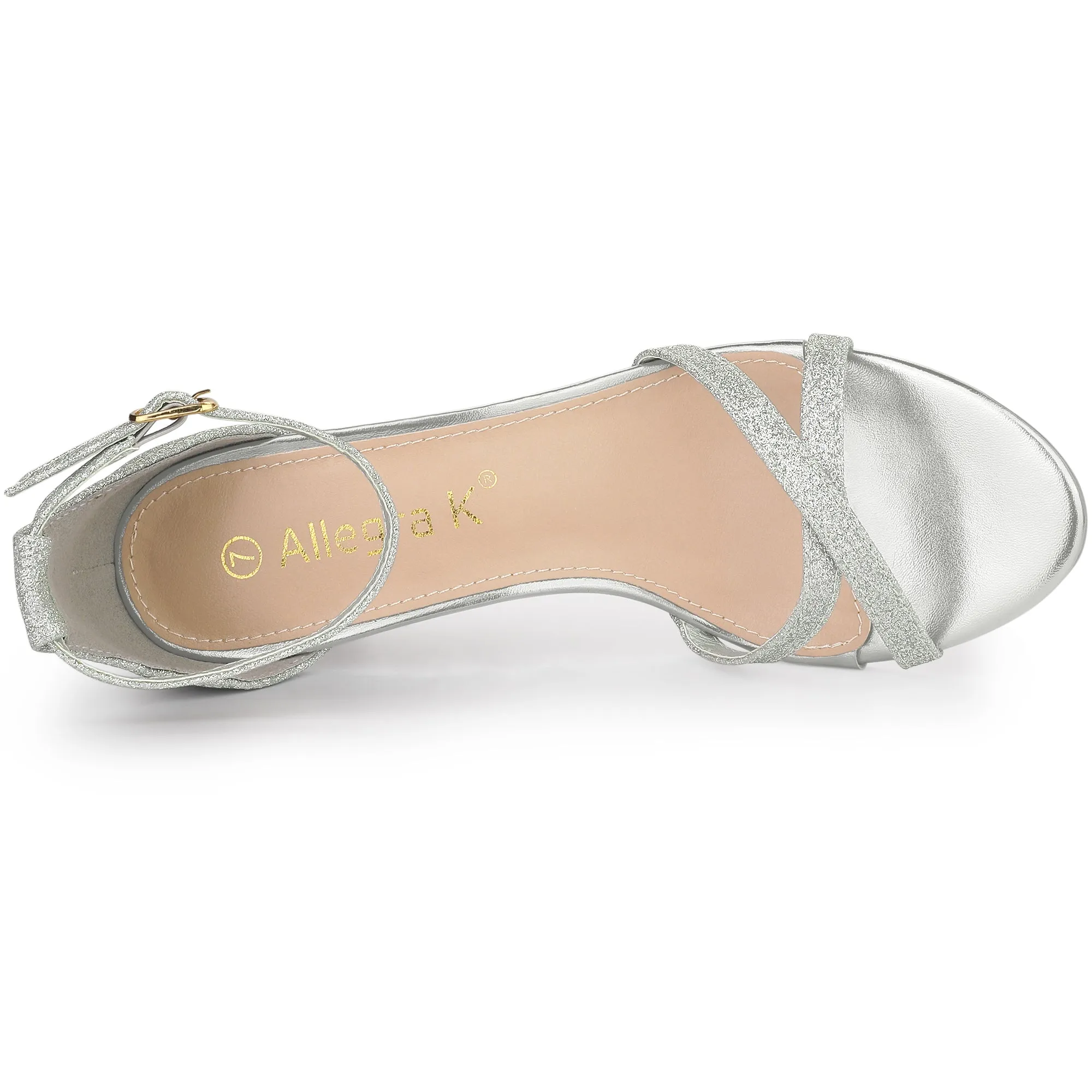 Women's Glitter Ankle Straps Stiletto Clear Heels Sandals