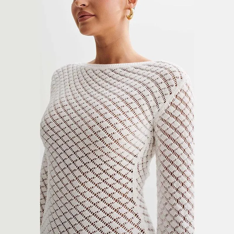 Women’s Knit Mini Dress – Beach-Ready Backless Vacation Dress