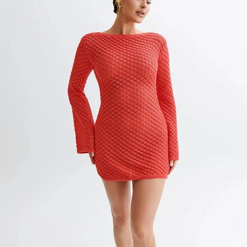 Women’s Knit Mini Dress – Beach-Ready Backless Vacation Dress