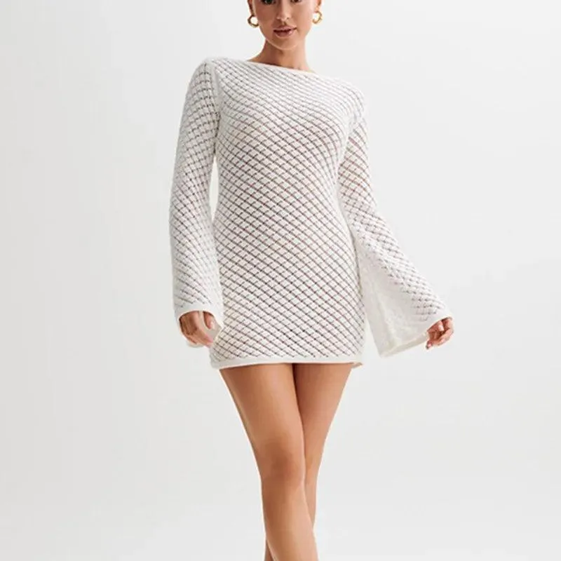Women’s Knit Mini Dress – Beach-Ready Backless Vacation Dress