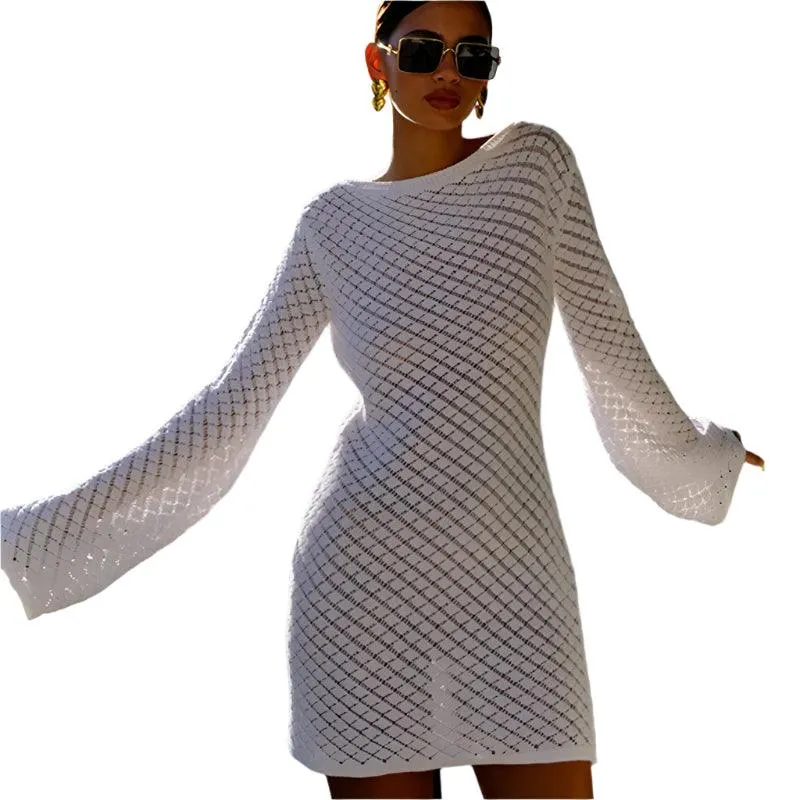 Women’s Knit Mini Dress – Beach-Ready Backless Vacation Dress