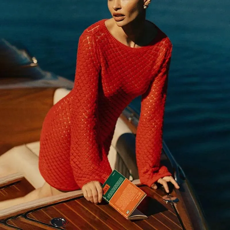 Women’s Knit Mini Dress – Beach-Ready Backless Vacation Dress