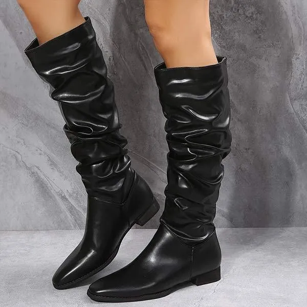 Women'S Suede Low Heel Boots Rider Boots 07503502C