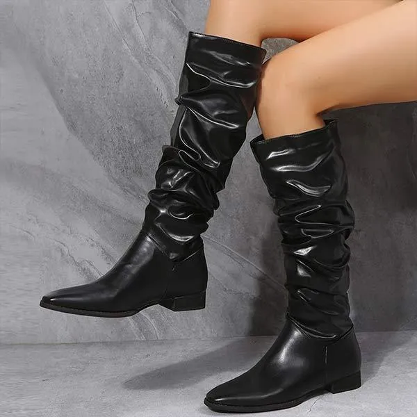 Women'S Suede Low Heel Boots Rider Boots 07503502C